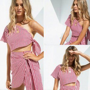 NWOT Red Gingham Cut-out Summer Dress